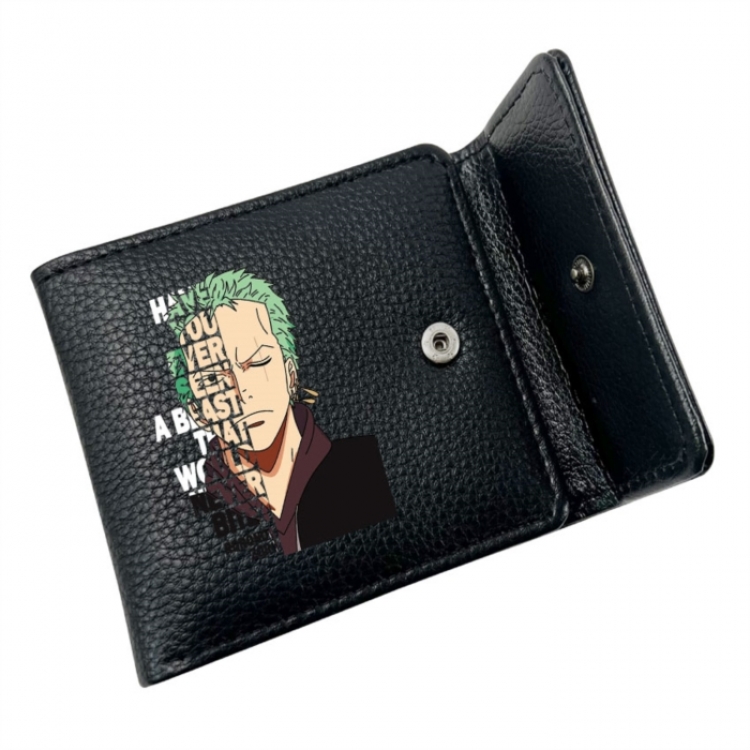One Piece Anime Litchi Pattern Hidden Buckle Half Fold Printed Wallet 12X10X2CM