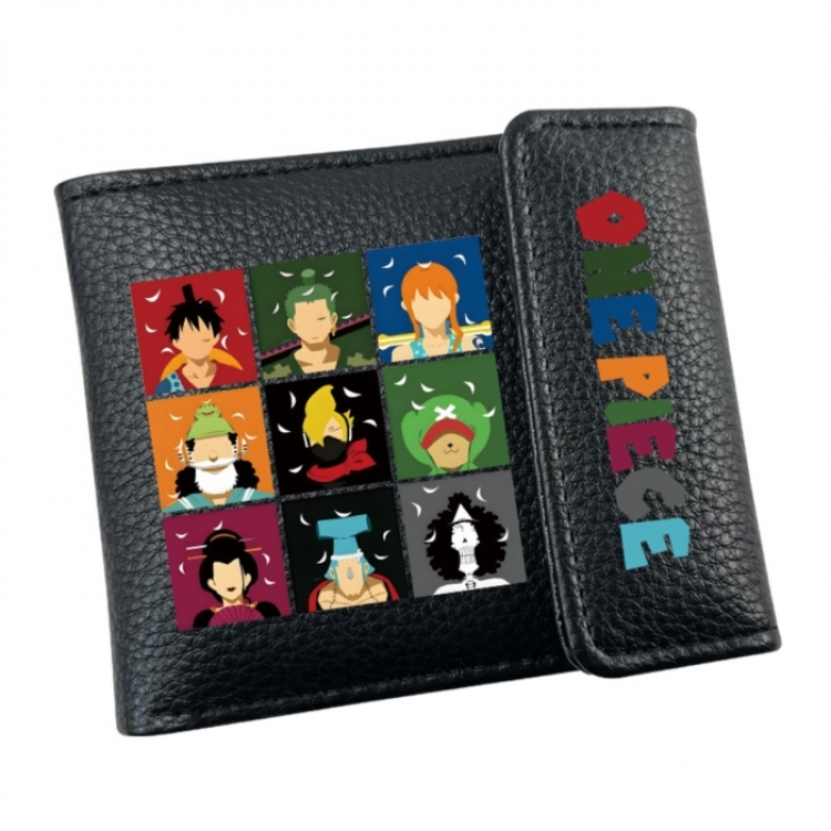 One Piece Anime Litchi Pattern Hidden Buckle Half Fold Printed Wallet 12X10X2CM