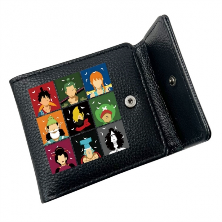 One Piece Anime Litchi Pattern Hidden Buckle Half Fold Printed Wallet 12X10X2CM