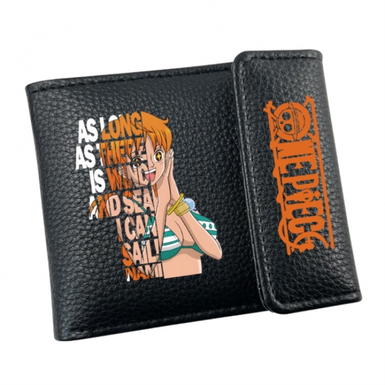 One Piece Anime Litchi Pattern Hidden Buckle Half Fold Printed Wallet 12X10X2CM