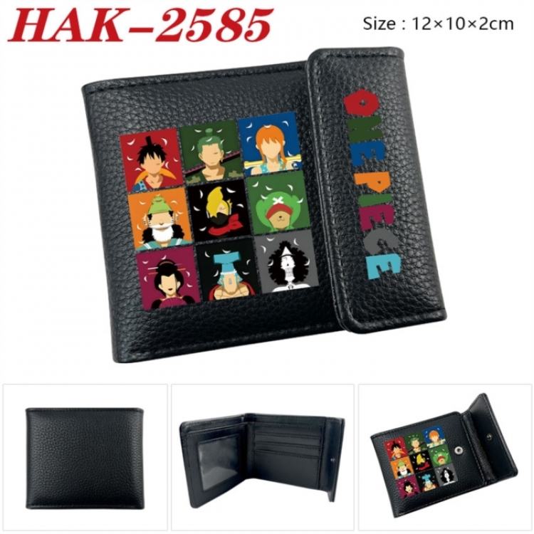 One Piece Anime Litchi Pattern Hidden Buckle Half Fold Printed Wallet 12X10X2CM