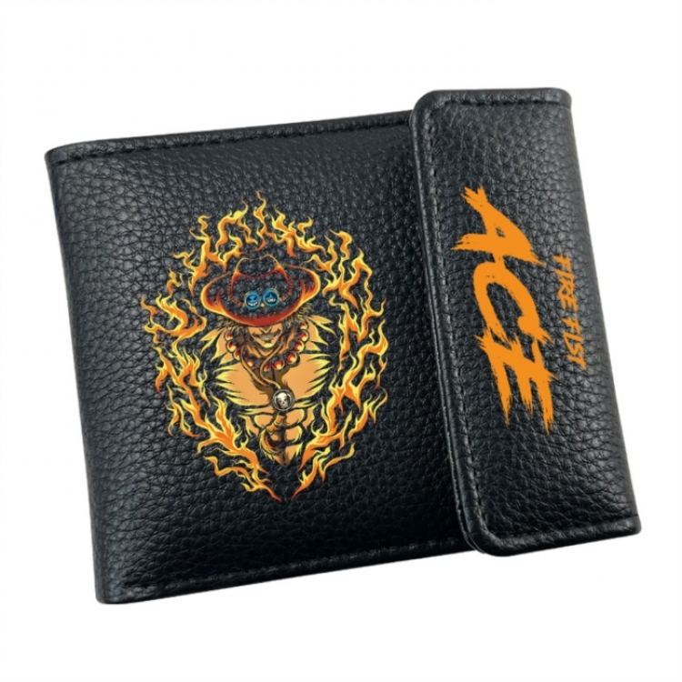 One Piece Anime Litchi Pattern Hidden Buckle Half Fold Printed Wallet 12X10X2CM