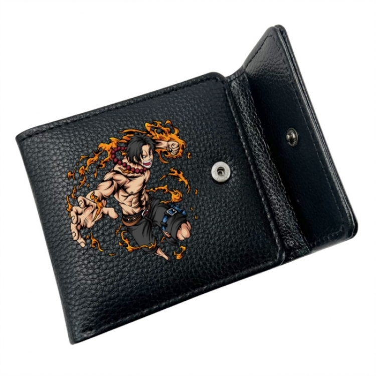 One Piece Anime Litchi Pattern Hidden Buckle Half Fold Printed Wallet 12X10X2CM