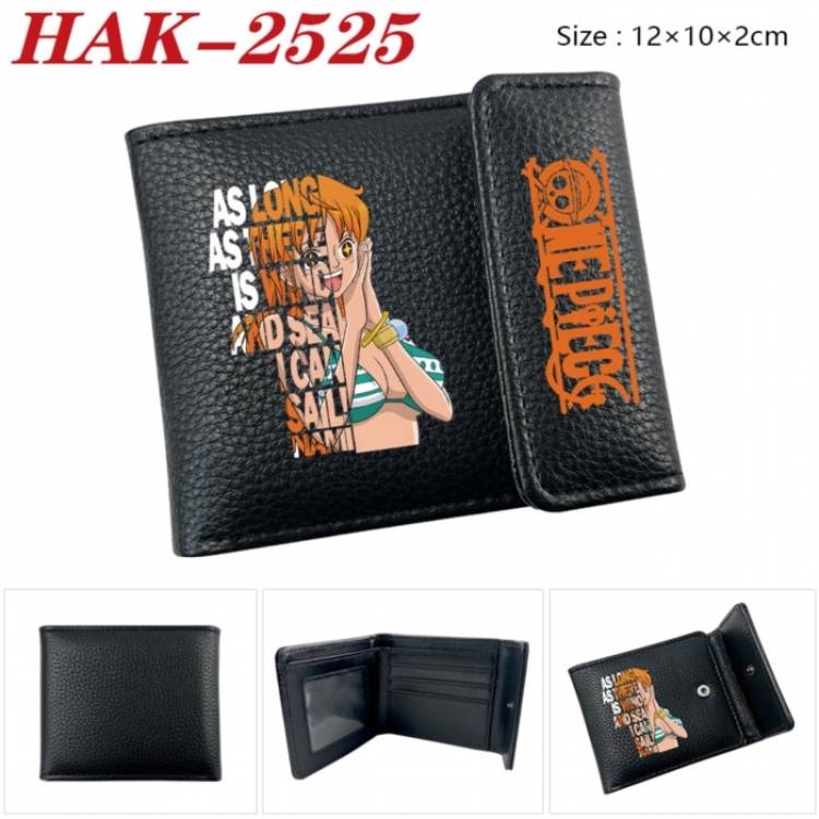 One Piece Anime Litchi Pattern Hidden Buckle Half Fold Printed Wallet 12X10X2CM