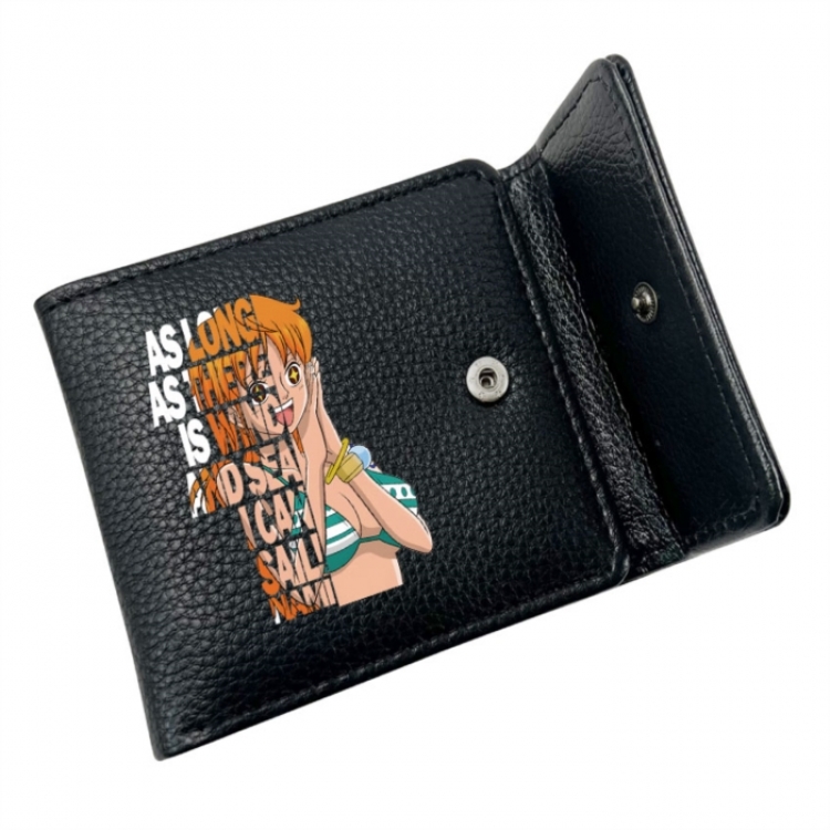 One Piece Anime Litchi Pattern Hidden Buckle Half Fold Printed Wallet 12X10X2CM