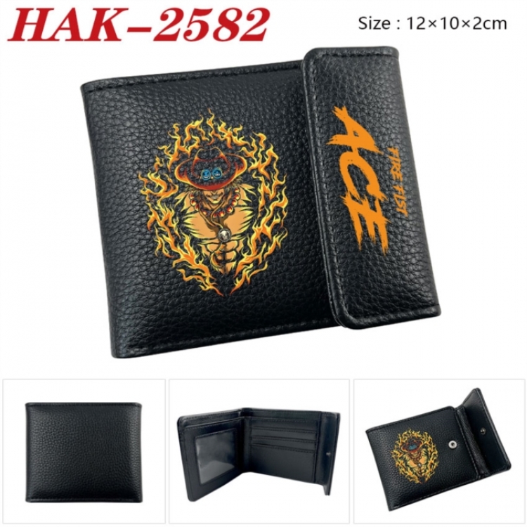 One Piece Anime Litchi Pattern Hidden Buckle Half Fold Printed Wallet 12X10X2CM