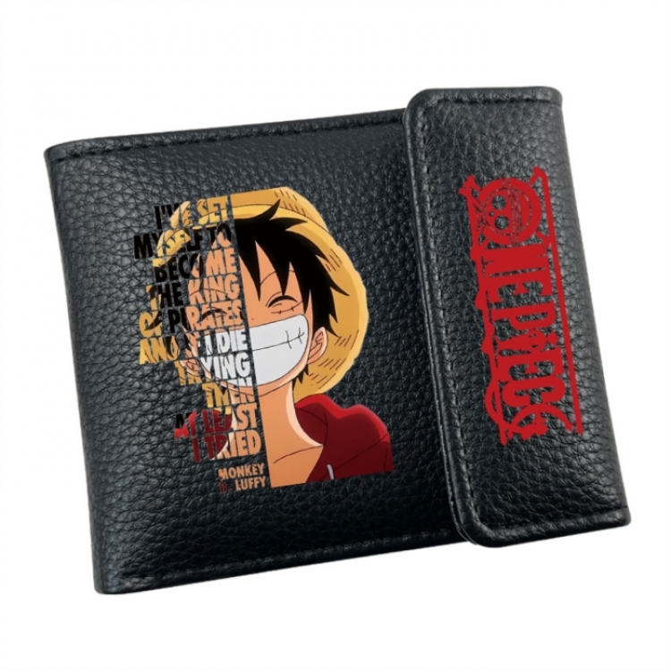 One Piece Anime Litchi Pattern Hidden Buckle Half Fold Printed Wallet 12X10X2CM