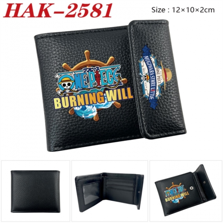 One Piece Anime Litchi Pattern Hidden Buckle Half Fold Printed Wallet 12X10X2CM