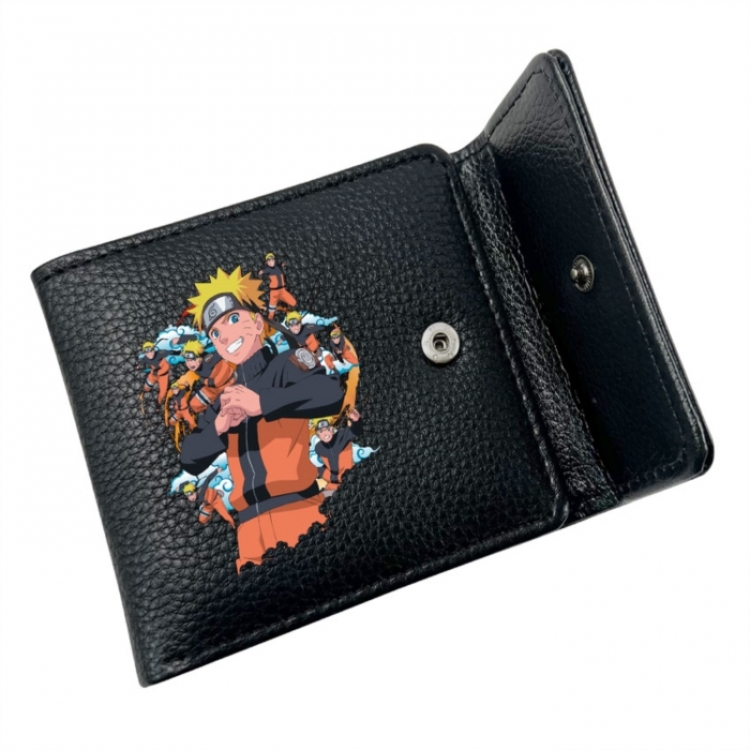 Naruto Anime Litchi Pattern Hidden Buckle Half Fold Printed Wallet 12X10X2CM