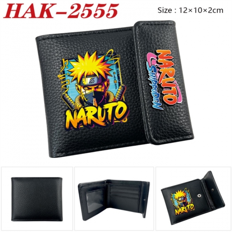 Naruto Anime Litchi Pattern Hidden Buckle Half Fold Printed Wallet 12X10X2CM