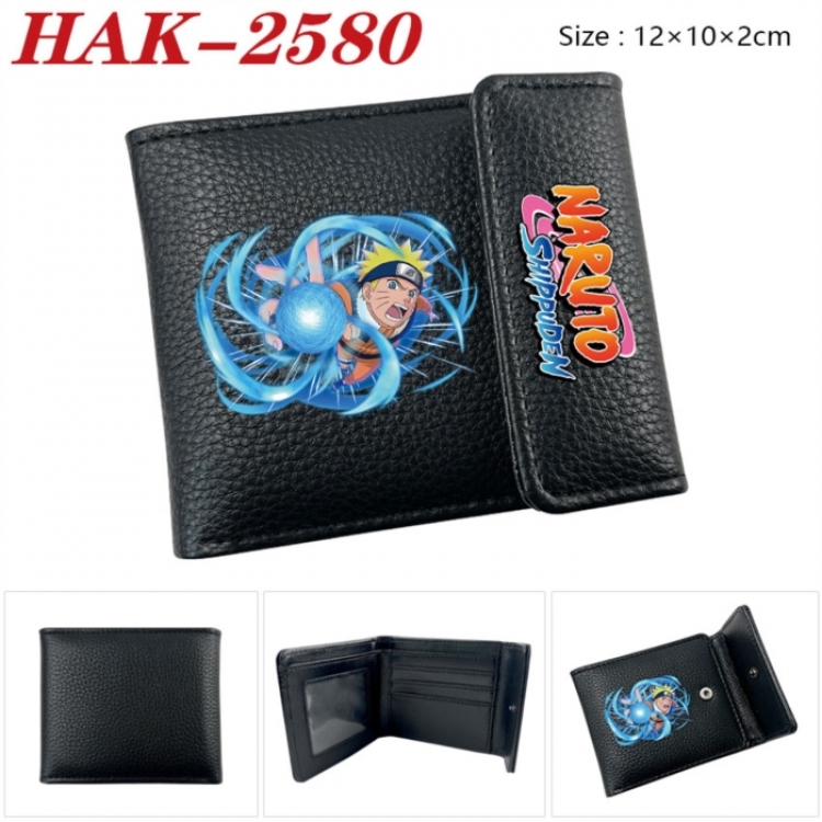 Naruto Anime Litchi Pattern Hidden Buckle Half Fold Printed Wallet 12X10X2CM
