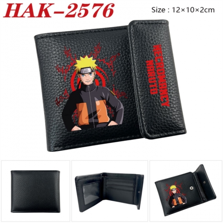 Naruto Anime Litchi Pattern Hidden Buckle Half Fold Printed Wallet 12X10X2CM