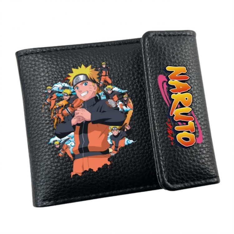 Naruto Anime Litchi Pattern Hidden Buckle Half Fold Printed Wallet 12X10X2CM