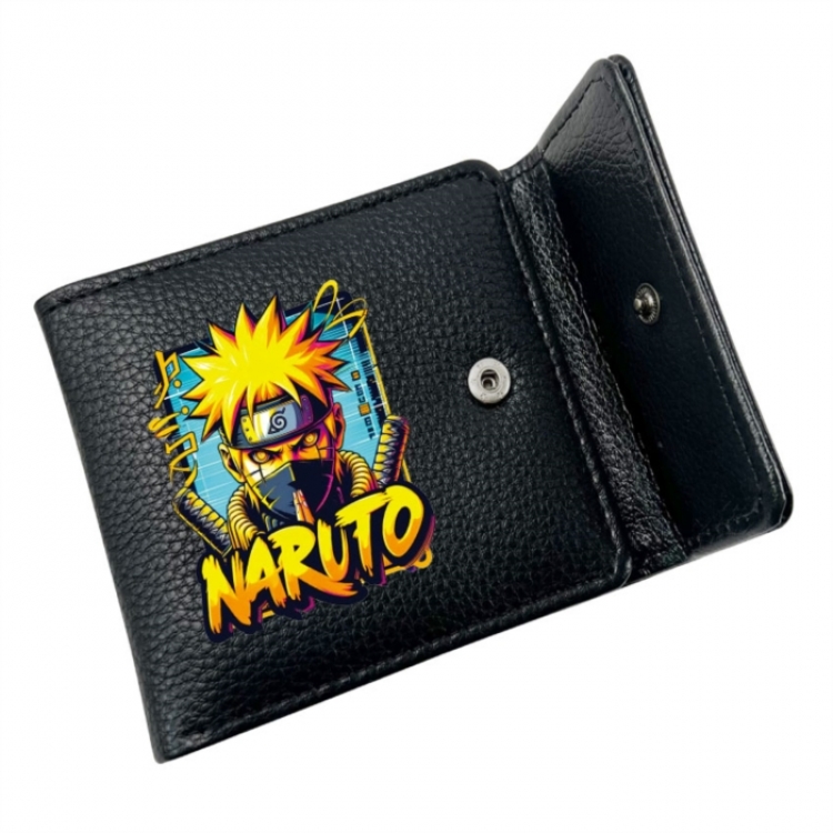 Naruto Anime Litchi Pattern Hidden Buckle Half Fold Printed Wallet 12X10X2CM