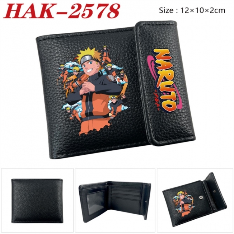 Naruto Anime Litchi Pattern Hidden Buckle Half Fold Printed Wallet 12X10X2CM