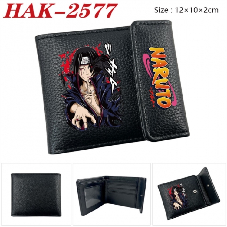 Naruto Anime Litchi Pattern Hidden Buckle Half Fold Printed Wallet 12X10X2CM
