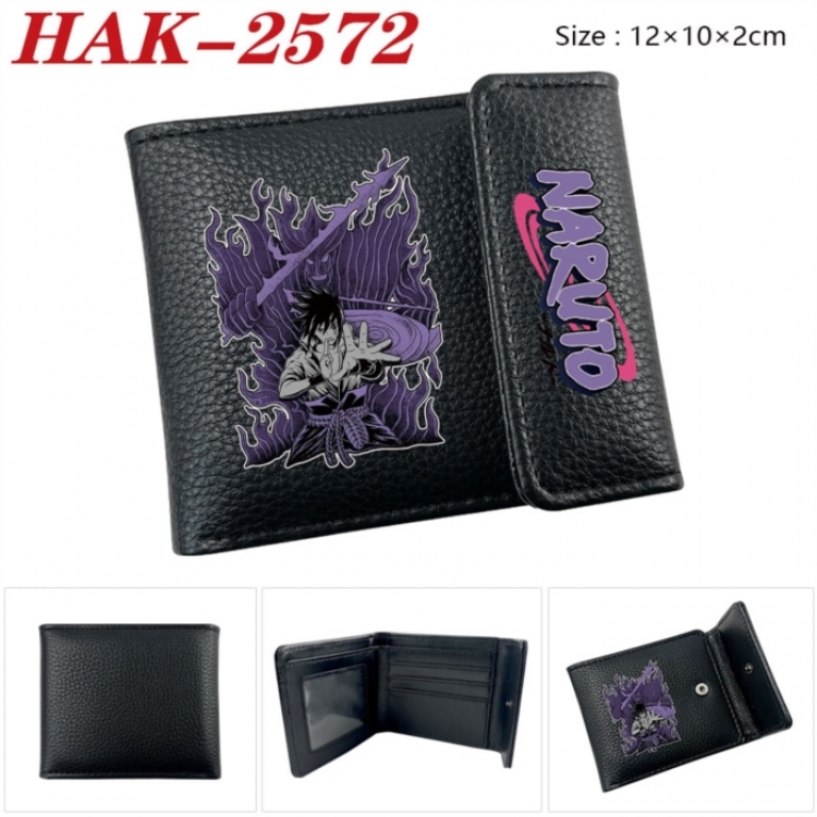 Naruto Anime Litchi Pattern Hidden Buckle Half Fold Printed Wallet 12X10X2CM