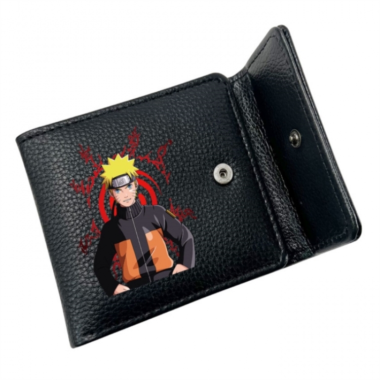 Naruto Anime Litchi Pattern Hidden Buckle Half Fold Printed Wallet 12X10X2CM