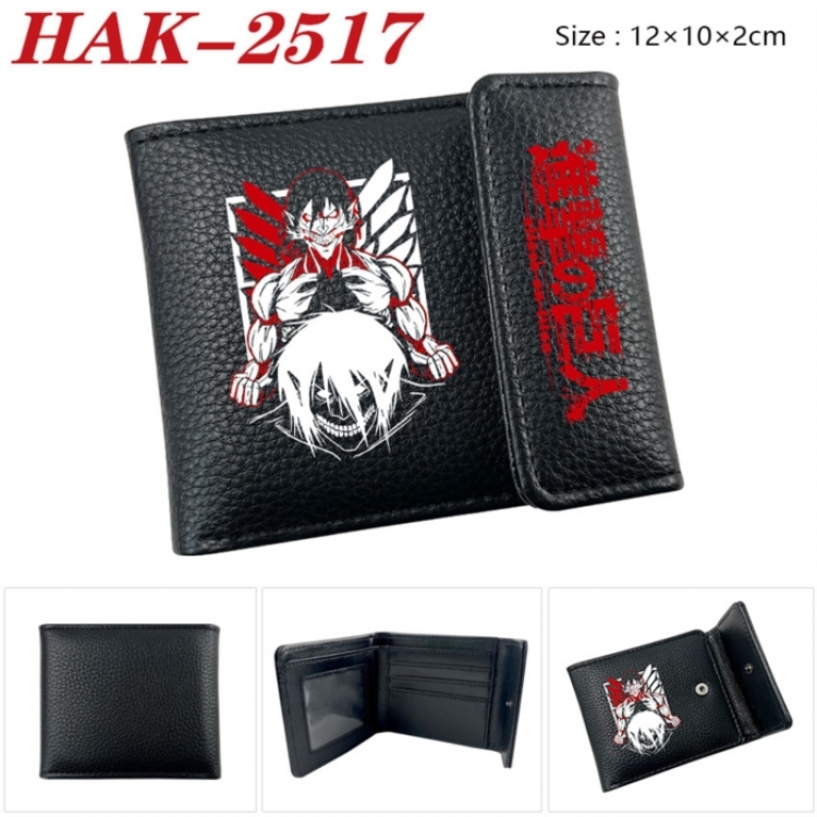 Shingeki no Kyojin Anime Litchi Pattern Hidden Buckle Half Fold Printed Wallet 12X10X2CM