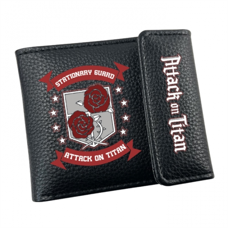 Shingeki no Kyojin Anime Litchi Pattern Hidden Buckle Half Fold Printed Wallet 12X10X2CM