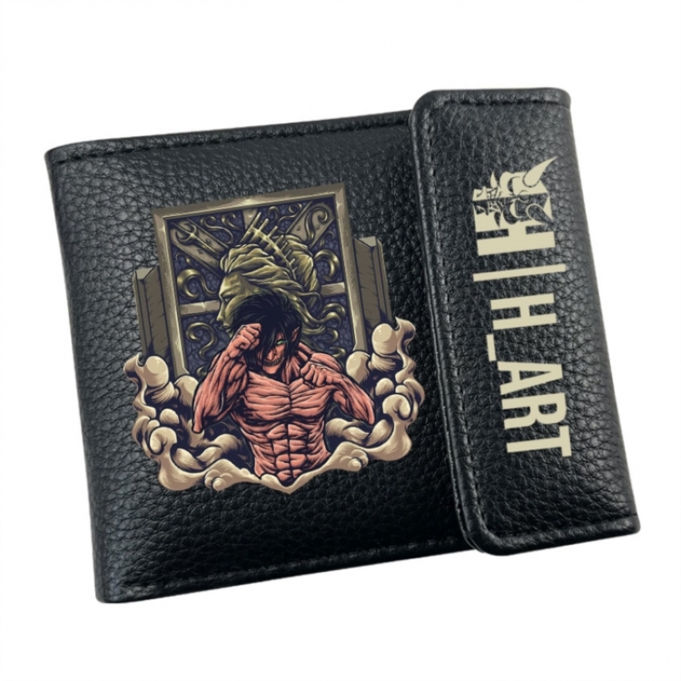 Shingeki no Kyojin Anime Litchi Pattern Hidden Buckle Half Fold Printed Wallet 12X10X2CM