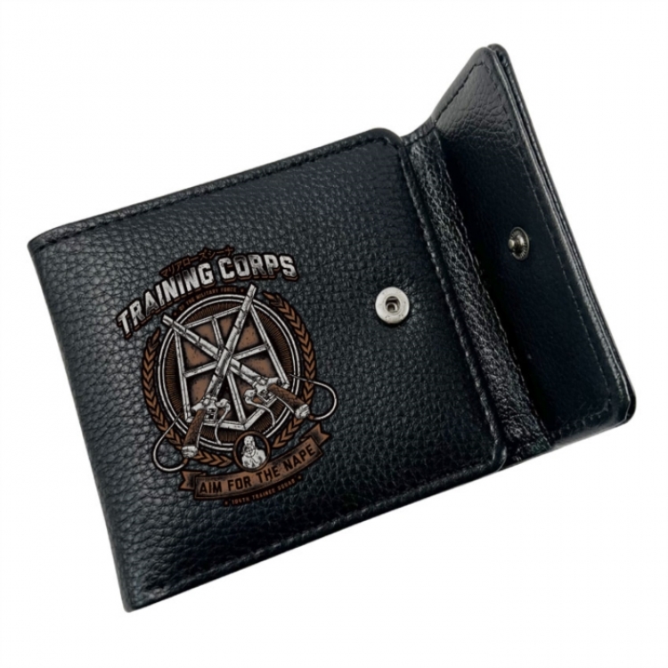 Shingeki no Kyojin Anime Litchi Pattern Hidden Buckle Half Fold Printed Wallet 12X10X2CM