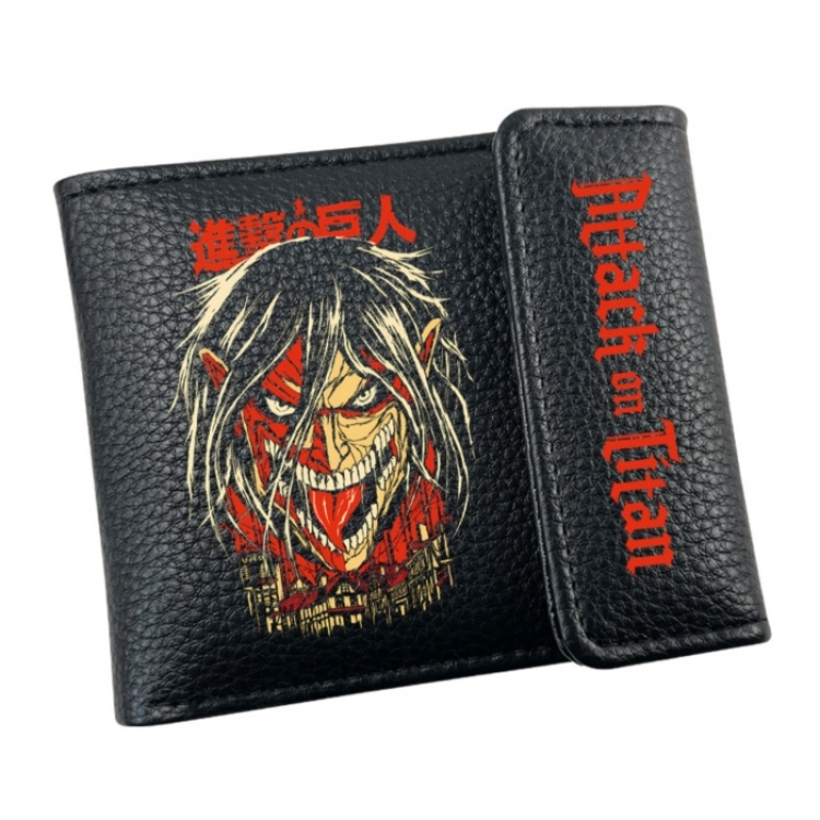 Shingeki no Kyojin Anime Litchi Pattern Hidden Buckle Half Fold Printed Wallet 12X10X2CM