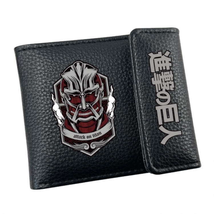 Shingeki no Kyojin Anime Litchi Pattern Hidden Buckle Half Fold Printed Wallet 12X10X2CM