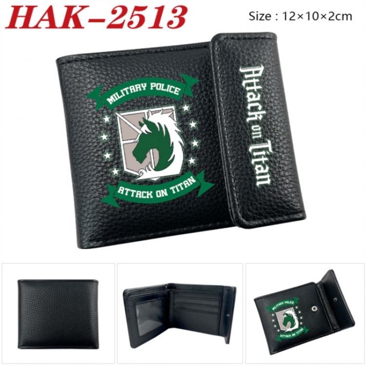 Shingeki no Kyojin Anime Litchi Pattern Hidden Buckle Half Fold Printed Wallet 12X10X2CM
