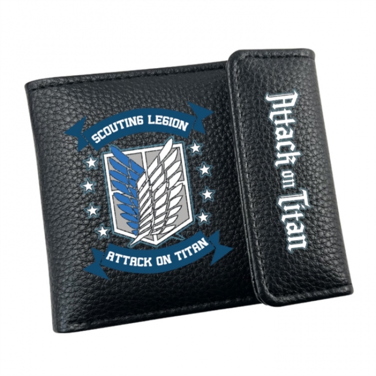 Shingeki no Kyojin Anime Litchi Pattern Hidden Buckle Half Fold Printed Wallet 12X10X2CM