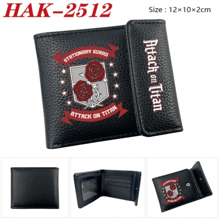 Shingeki no Kyojin Anime Litchi Pattern Hidden Buckle Half Fold Printed Wallet 12X10X2CM