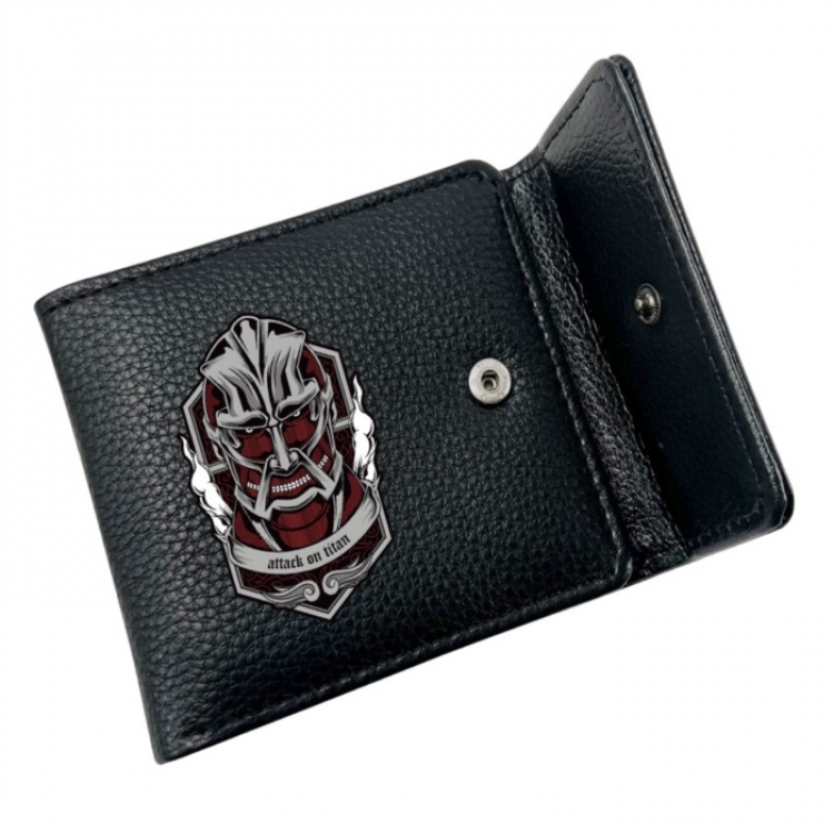 Shingeki no Kyojin Anime Litchi Pattern Hidden Buckle Half Fold Printed Wallet 12X10X2CM