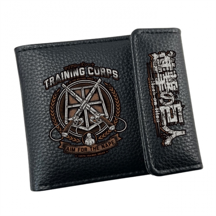 Shingeki no Kyojin Anime Litchi Pattern Hidden Buckle Half Fold Printed Wallet 12X10X2CM