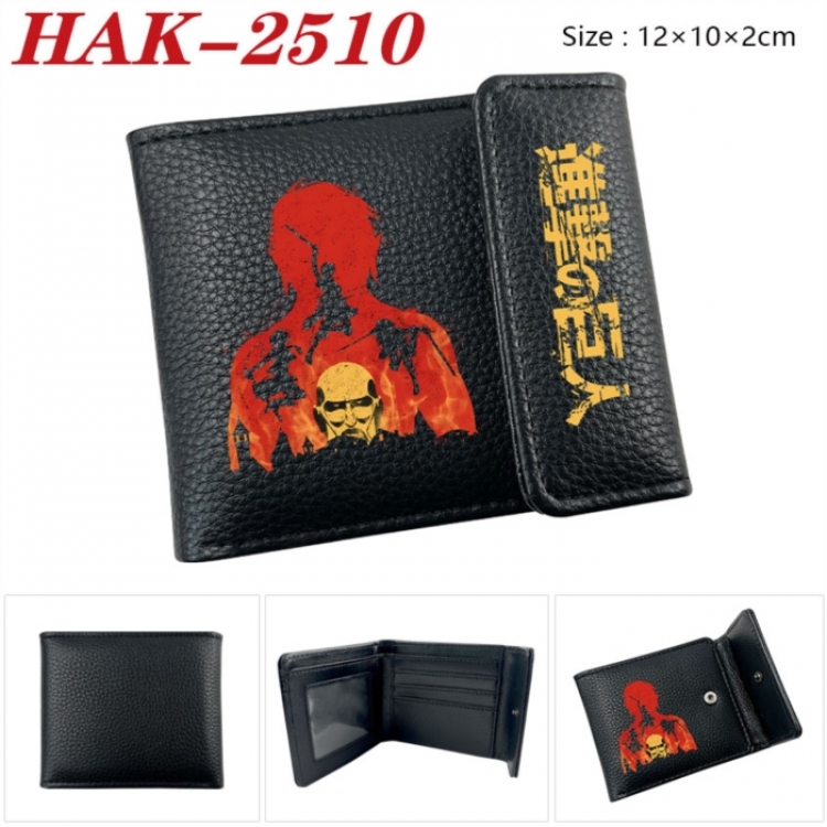Shingeki no Kyojin Anime Litchi Pattern Hidden Buckle Half Fold Printed Wallet 12X10X2CM