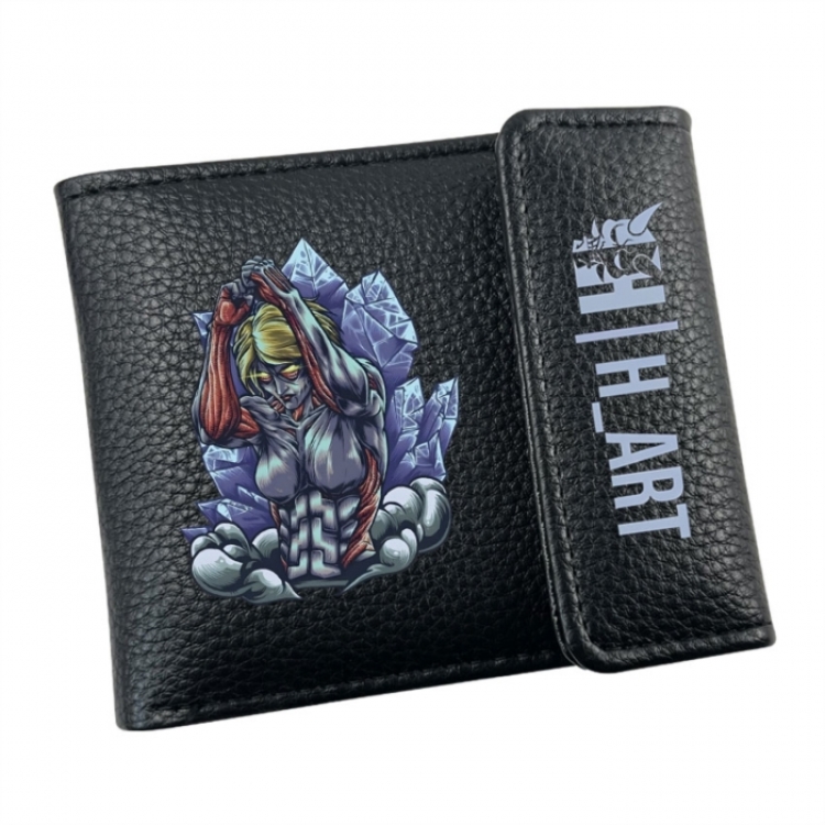 Shingeki no Kyojin Anime Litchi Pattern Hidden Buckle Half Fold Printed Wallet 12X10X2CM
