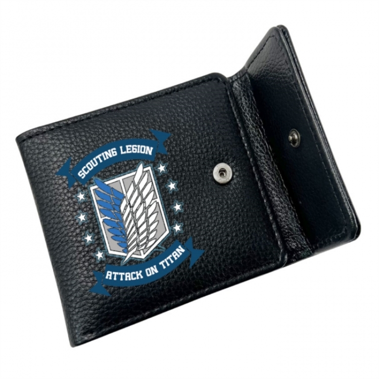 Shingeki no Kyojin Anime Litchi Pattern Hidden Buckle Half Fold Printed Wallet 12X10X2CM