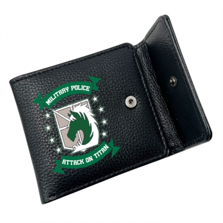 Shingeki no Kyojin Anime Litchi Pattern Hidden Buckle Half Fold Printed Wallet 12X10X2CM