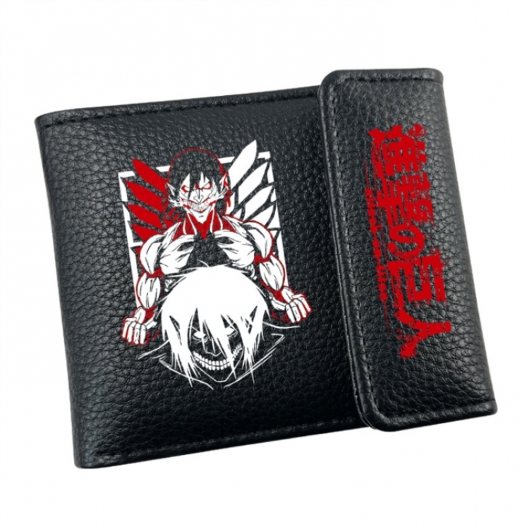 Shingeki no Kyojin Anime Litchi Pattern Hidden Buckle Half Fold Printed Wallet 12X10X2CM