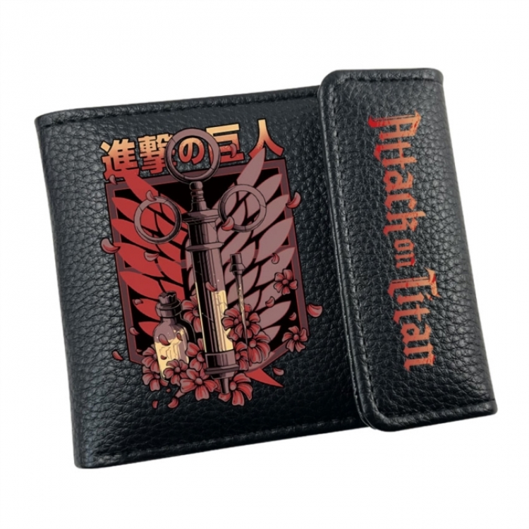 Shingeki no Kyojin Anime Litchi Pattern Hidden Buckle Half Fold Printed Wallet 12X10X2CM