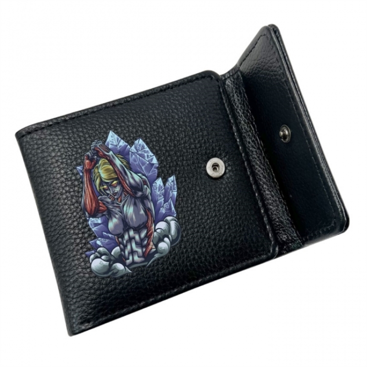 Shingeki no Kyojin Anime Litchi Pattern Hidden Buckle Half Fold Printed Wallet 12X10X2CM