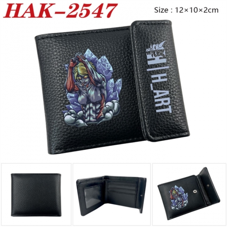 Shingeki no Kyojin Anime Litchi Pattern Hidden Buckle Half Fold Printed Wallet 12X10X2CM