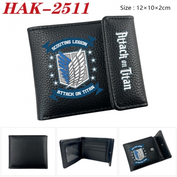 Shingeki no Kyojin Anime Litchi Pattern Hidden Buckle Half Fold Printed Wallet 12X10X2CM