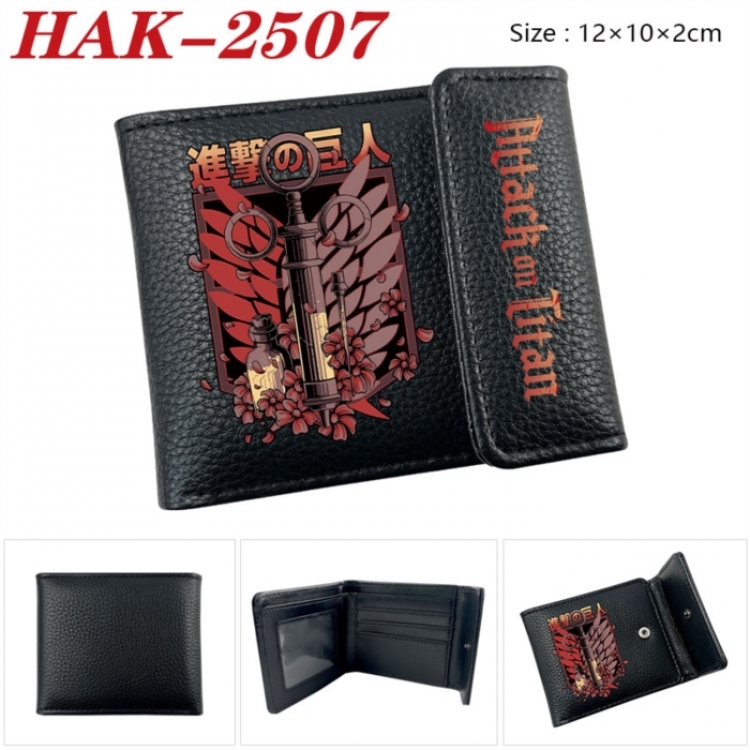 Shingeki no Kyojin Anime Litchi Pattern Hidden Buckle Half Fold Printed Wallet 12X10X2CM