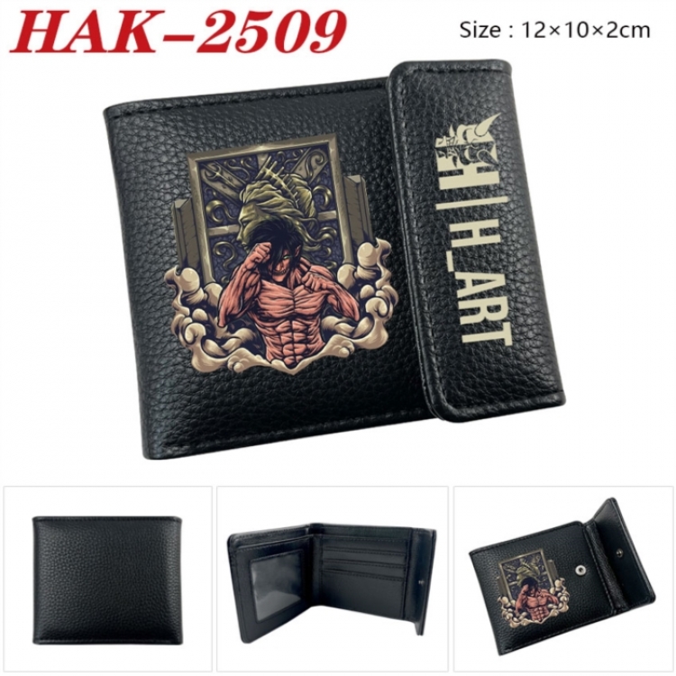 Shingeki no Kyojin Anime Litchi Pattern Hidden Buckle Half Fold Printed Wallet 12X10X2CM