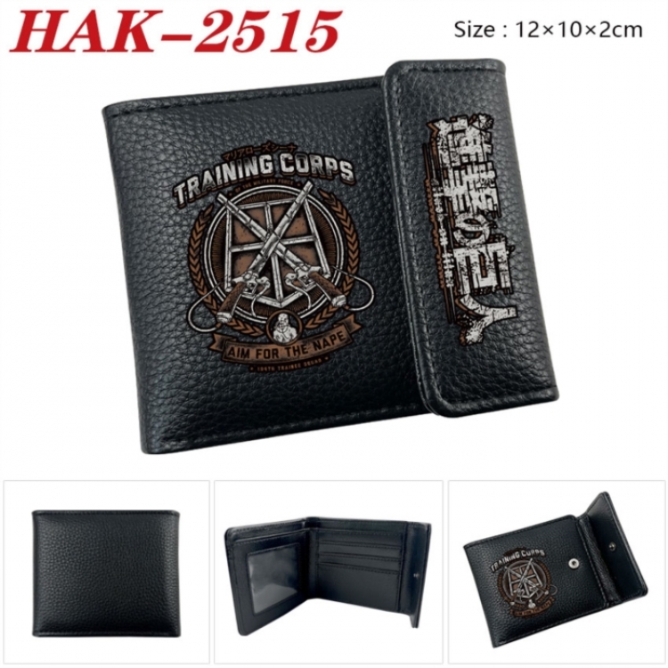 Shingeki no Kyojin Anime Litchi Pattern Hidden Buckle Half Fold Printed Wallet 12X10X2CM