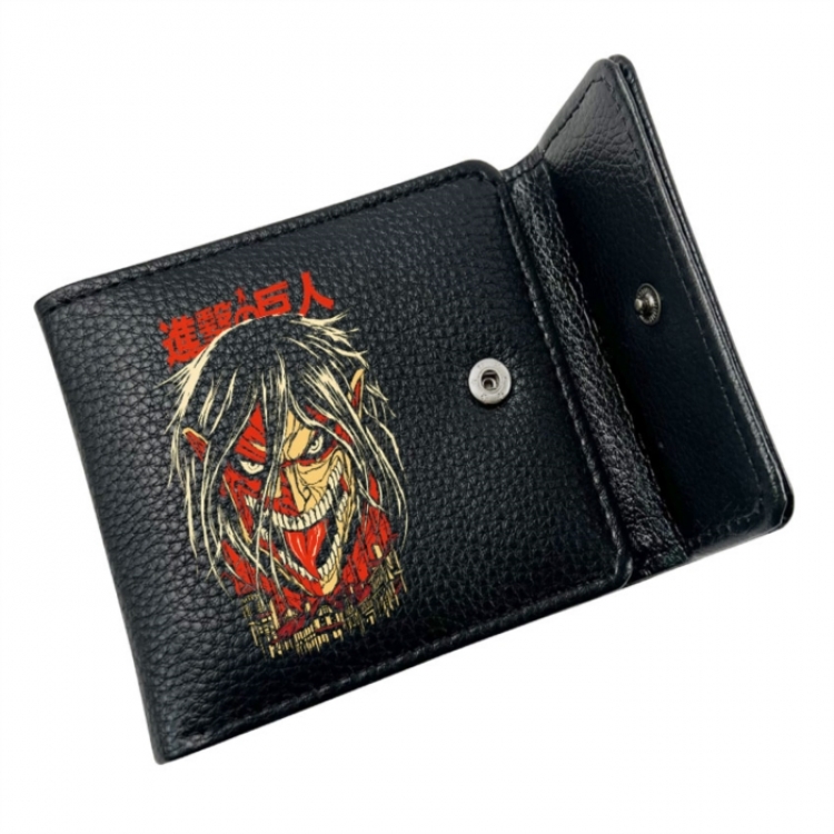 Shingeki no Kyojin Anime Litchi Pattern Hidden Buckle Half Fold Printed Wallet 12X10X2CM