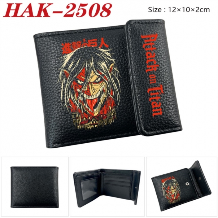 Shingeki no Kyojin Anime Litchi Pattern Hidden Buckle Half Fold Printed Wallet 12X10X2CM