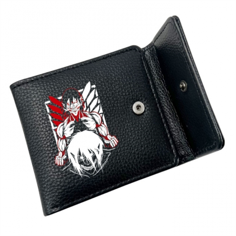 Shingeki no Kyojin Anime Litchi Pattern Hidden Buckle Half Fold Printed Wallet 12X10X2CM