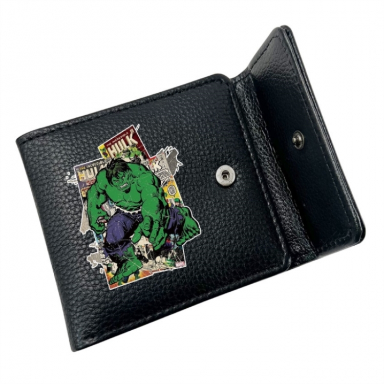 Marvel Anime Litchi Pattern Hidden Buckle Half Fold Printed Wallet 12X10X2CM