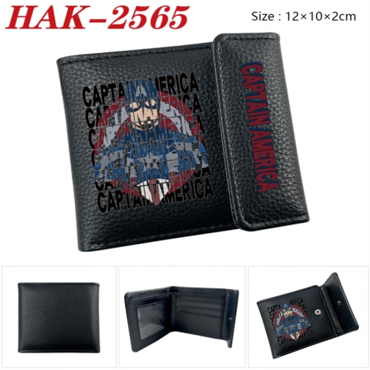 Marvel Anime Litchi Pattern Hidden Buckle Half Fold Printed Wallet 12X10X2CM